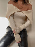 Corashoes Sexy Strapless Slim Fit Big Lapel Sweater
