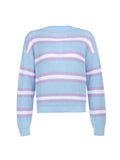 Corashoes Striped Long Sleeve Color Matching Warm Loose Round Neck Knit Sweaters