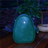 Corashoes Handmade Vegetable Tanned Leather Oval Portable Messenger Bag