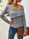 Corashoes Sexy Off-Shoulder Long-Sleeved T-Shirt