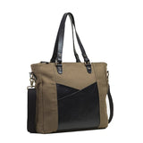 Corashoes Full Grain Leather Canvas Laptop Tote Bag