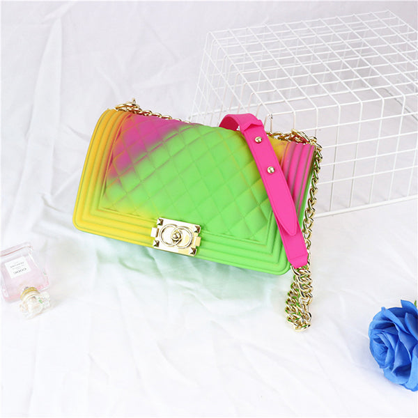 Corashoes Colorful Diamond Chain Jelly Bag