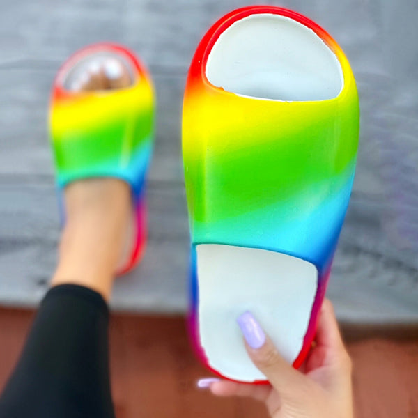 Corashoes Fun Printed Plastic Flat Slippers