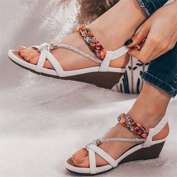 Corashoes Boho Comfy Rhinestone Embellished Sandals