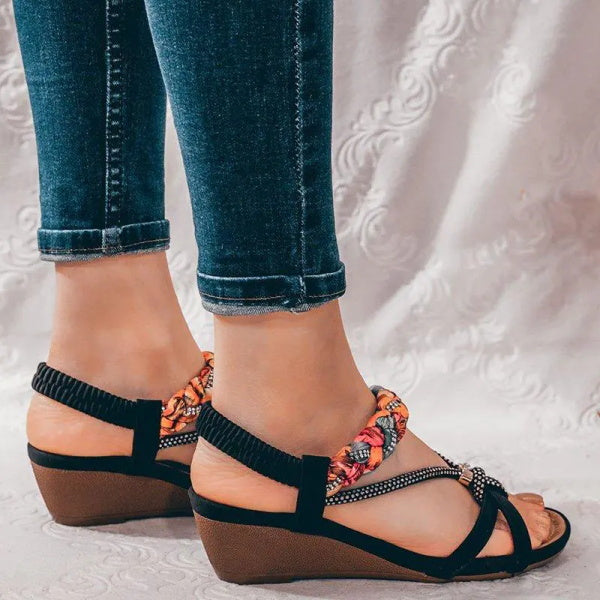 Corashoes Boho Comfy Rhinestone Embellished Sandals