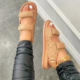 Corashoes Daily Diamond Pattern Leather Sandals