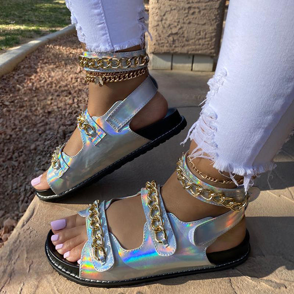 Corashoes Cool Metal Chain Daily Sandals