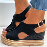 Corashoes Cutout Peep Toe Wedge Sandals