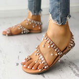Corashoes Shiny Embellished Toe Post Sandals