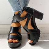 Corashoes Pu Ankle Strap Platform Chunky Heeled Sandals