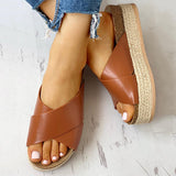 Corashoes Crisscross Design Espadrille Platform Sandals