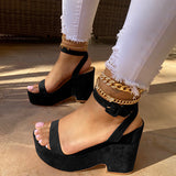 Corashoes Women Comfortable Button Adjustable Wedge Heel Sandals