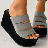Corashoes Fashion Velcro Peep Toe Wedge Sandals