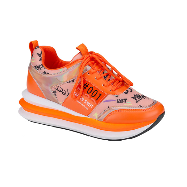 Corashoes Personalized Graffiti Stitching Orange Sneakers
