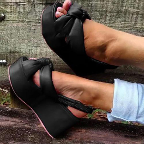 Corashoes Big Bow Design Sense Pu Platform Sandals
