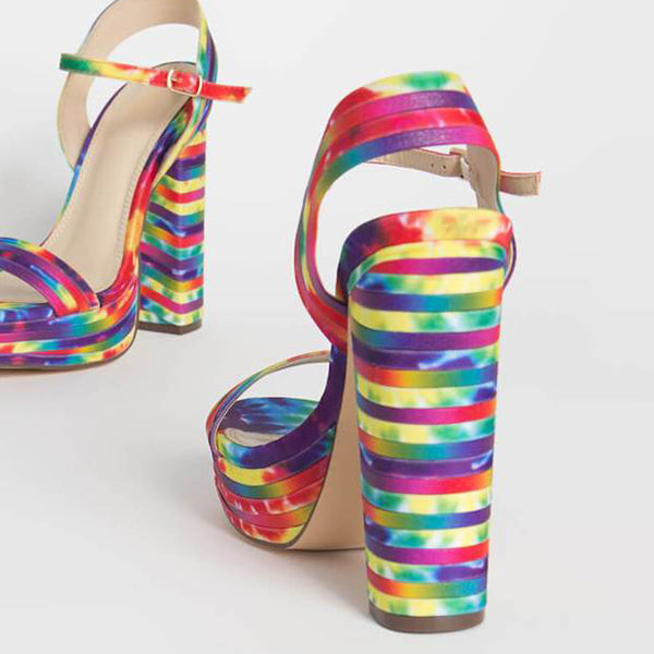 Corashoes Rainbow Platform Thick Heel Sandals