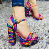 Corashoes Rainbow Platform Thick Heel Sandals