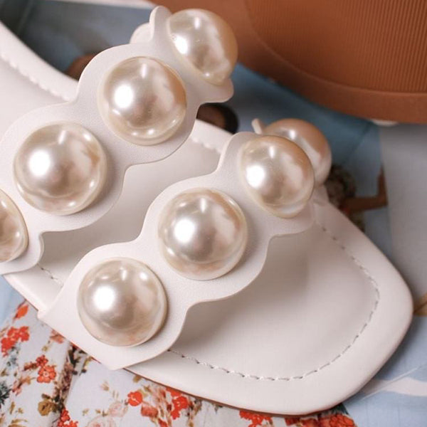 Corashoes Personalized Double Pearl Flat Slippers