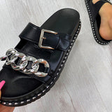 Corashoes Cool Chain Buckle Slip-On Sandals