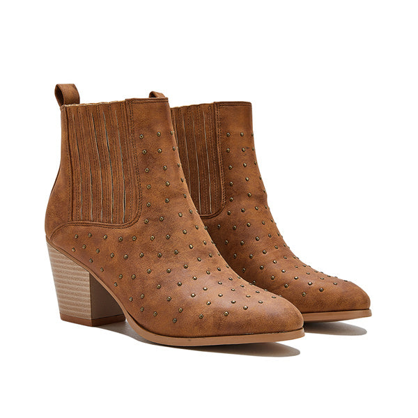 Corashoes Studded Decor Suede Boots