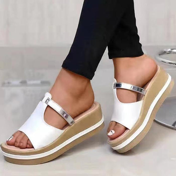 Corashoes Casual Pu Color Block Wedge Sandals