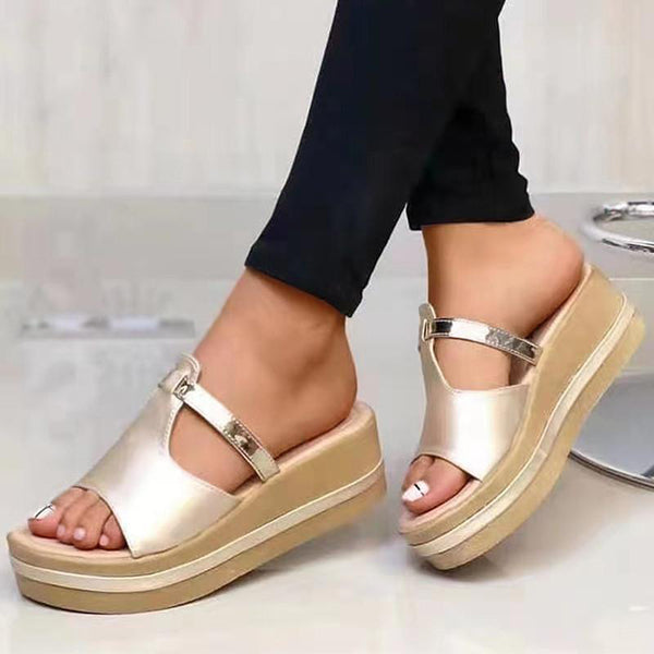 Corashoes Casual Pu Color Block Wedge Sandals