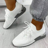 Corashoes Ladies Fly Knitted Fabric Lace-Up Sneakers