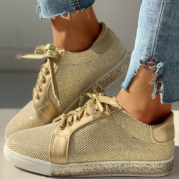 Corashoes Fashionable Shiny Rhinestone Mesh Sneakers