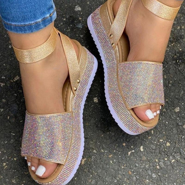 Corashoes Women Shiny Platform Strappy Sandals