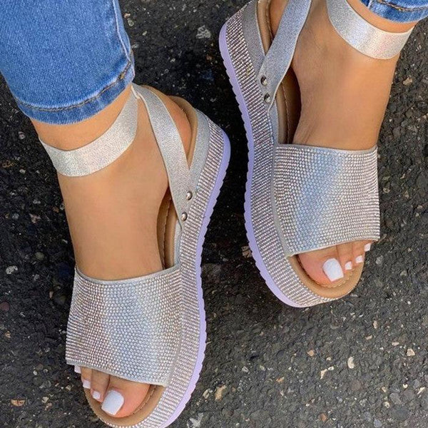 Corashoes Women Shiny Platform Strappy Sandals