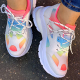 Corashoes Fashion Colorful Lace-Up Chunky Heel Sneakers