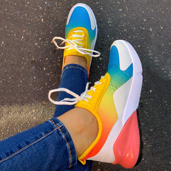 Corashoes Ladies Gradient Color Lace-Up Sneakers