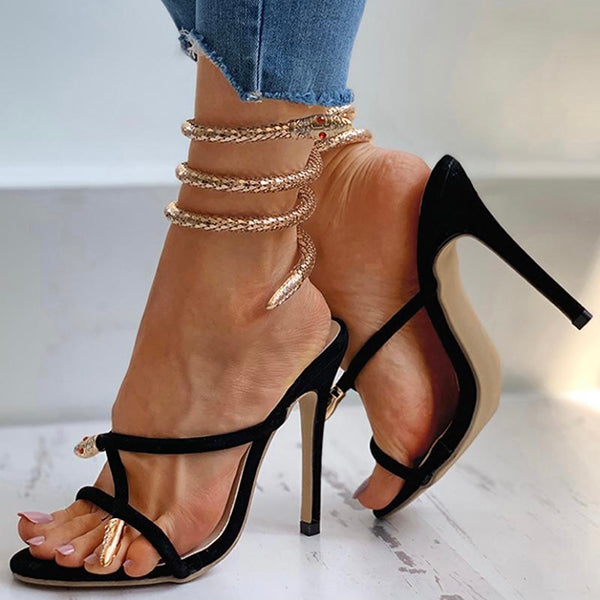 Corashoes Snake Cuff Ankle Wrap Stiletto Heel Sandals