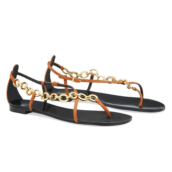 Corashoes Women Golden Ring Chain Sandals