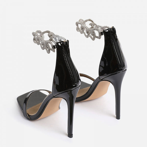 Corashoes Stylish Chain Detail Square Toe Heels