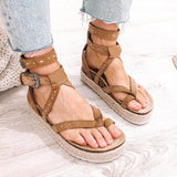 Corashoes Western Leather Lace-Up Sandals