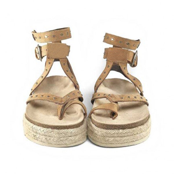 Corashoes Western Leather Lace-Up Sandals
