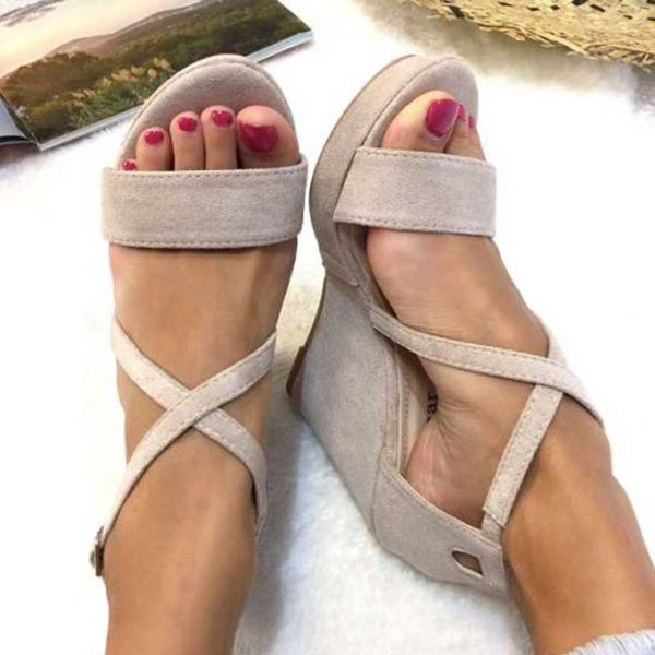 Corashoes Elegant Lace-Up Wedge Heel Sandals