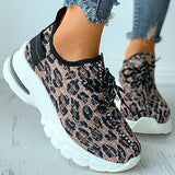 Corashoes Cheetah Print Lace-Up Casual Sneakers