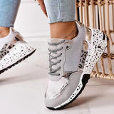 Corashoes Patchwork Round-Toe Lace-Up Sneakers