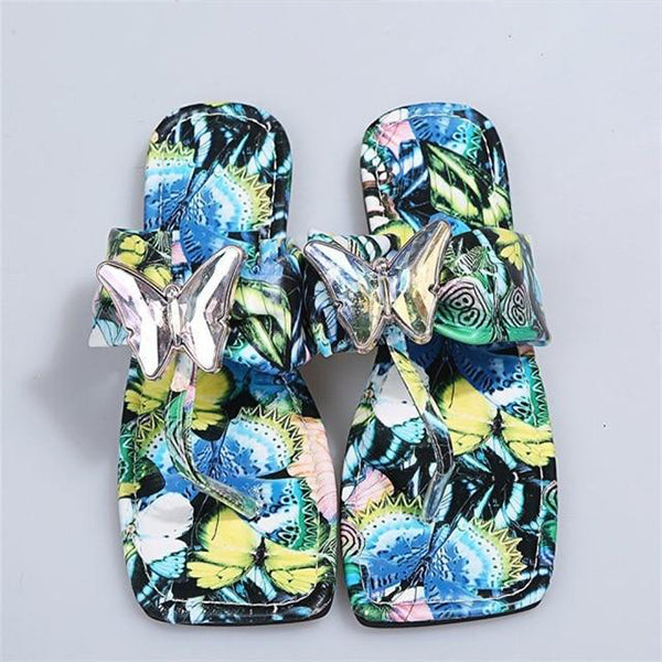 Corashoes Butterfly Square Toe Flip Flops Flat Slippers
