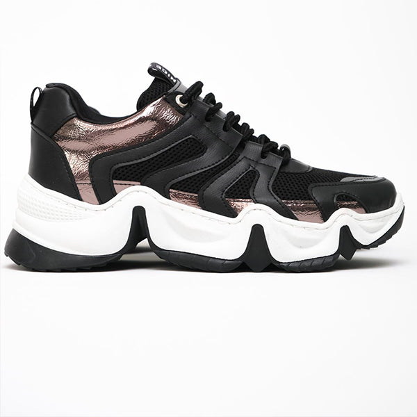 Corashoes Matte Leather Reflective Detail Platform Sneakers