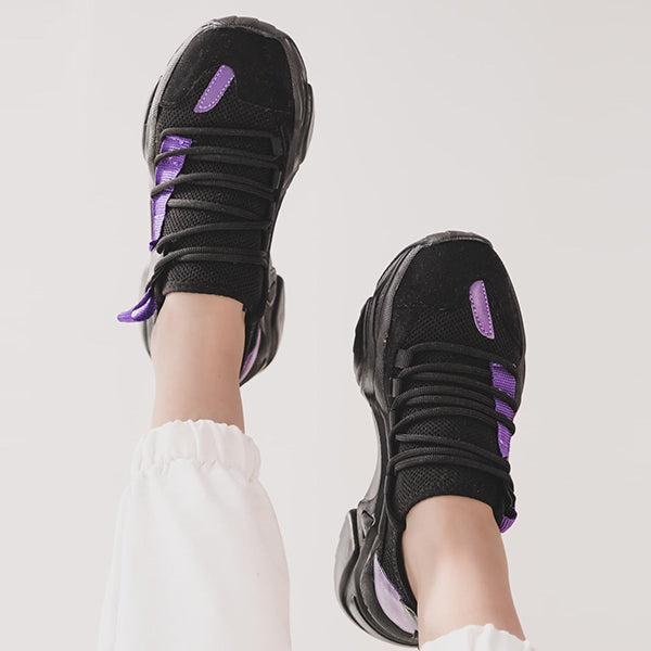 Corashoes Material Lace-Up Detailed Thick Sole Sneakers