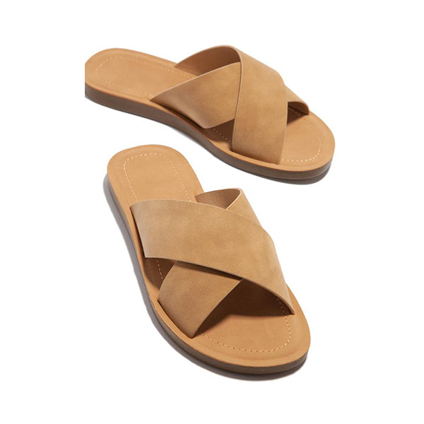 Corashoes Simple Fashionable Cross Leather Slippers