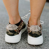 Corashoes Leopard Print Camouflage Stitching Comfortable Sneakers