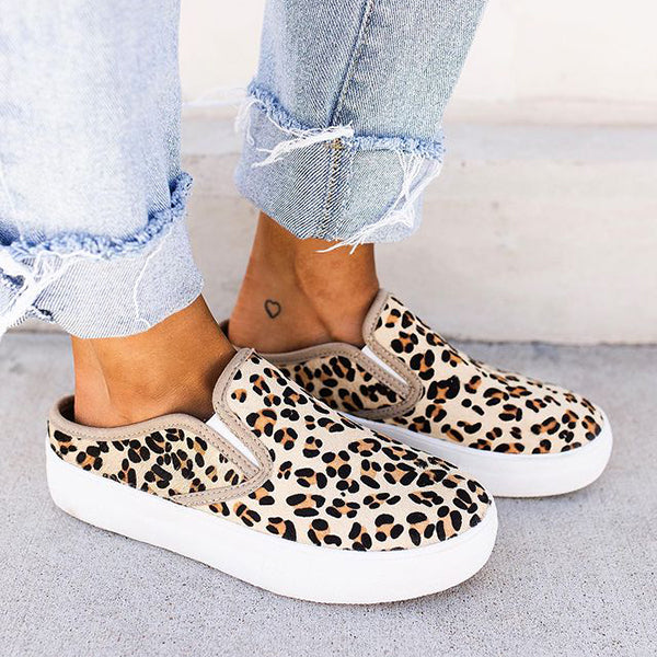 Corashoes Wide Slip-On Leopard Sneakers