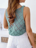 Corashoes Diamond Hollow V-Neck Knitted Vest Top