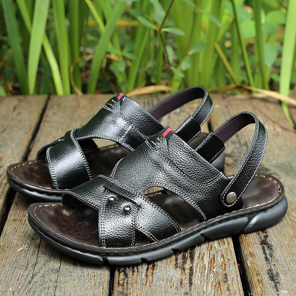 Corashoes Men's Leather Comfortable Adjustable Sandals
