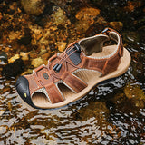 Corashoes Men's Hot Leather Top Layer Sandals