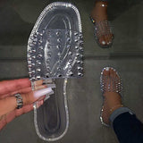Corashoes Ladies Transparent Rivet Spiked Slippers